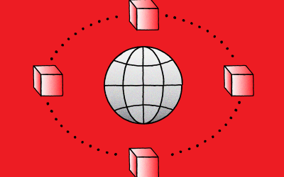 4 asset boxes orbiting a globe emoji with a red background
